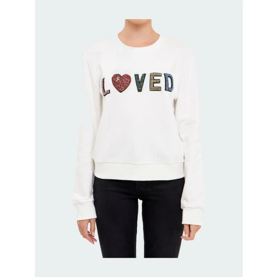 Endless Rose Embellishment Lettering Sweatshirt Sweatshirts & Sweaters White - Image 5