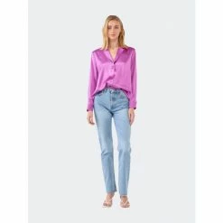 Endless Rose Classic Satin Over Shirt Tops