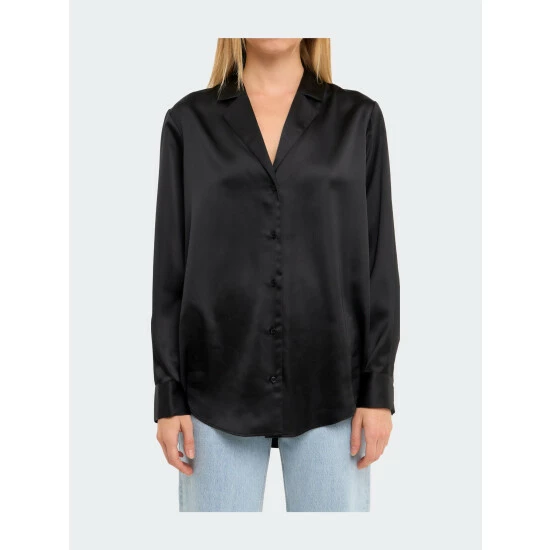 Endless Rose Classic Satin Over Shirt Tops - Image 7