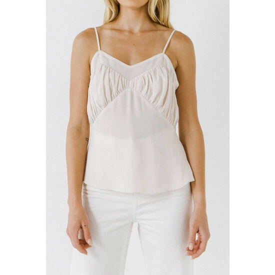 Endless Rose Sheer Cami Top Tops Cream - Image 3