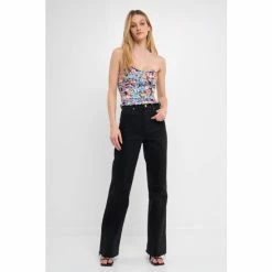 Endless Rose Floral Ruched Strapless Top Lounge Multi