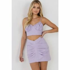 Endless Rose Corset Ruched Linen Top Tops Lavender