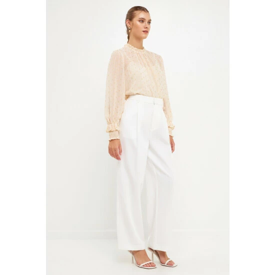 Endless Rose Gold Foil Polka Dot Blouse Tops Cream - Image 3