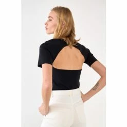 Endless Rose Back Cut-Out Detail Knit Top Tops Black
