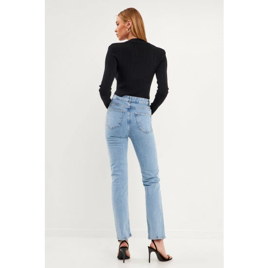 Endless Rose Shank Button V-neckline Cardigan Sweatshirts & Sweaters Black - Image 4