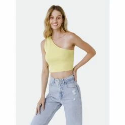 Endless Rose One Shoulder Knit Crop Top Tops Pink