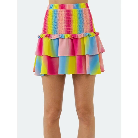 Endless Rose Ombre Stripe Smocked Skirt Skirts Multi - Image 5