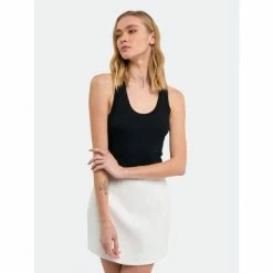 Endless Rose Curved Tweed Mini Skirts White