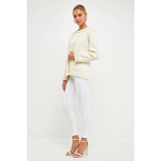 Endless Rose Chain Trim Cardigan Sweatshirts & Sweaters Black - Image 2