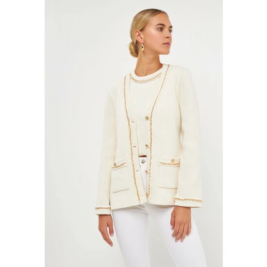 Endless Rose Chain Trim Cardigan Sweatshirts & Sweaters Black - Image 4