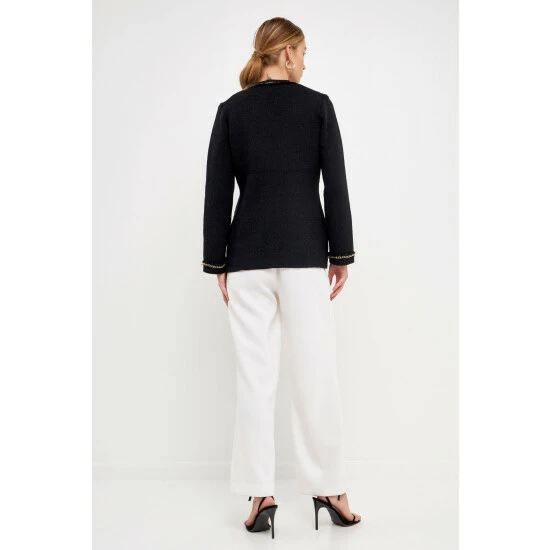 Endless Rose Chain Trim Cardigan Sweatshirts & Sweaters Black - Image 8