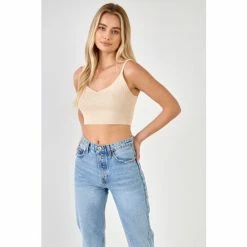 Endless Rose Knitted Bralette Top Tops Beige