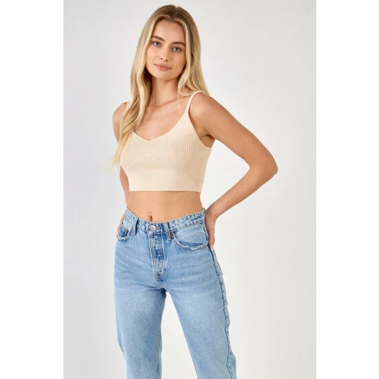 Endless Rose Knitted Bralette Top Tops Beige