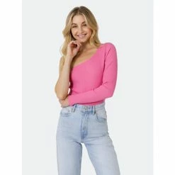 Endless Rose One Shoulder Bodysuit Jumpsuits & Rompers Pink