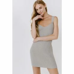 Endless Rose Corset Style Knitted Mini Dress Dresses Sage