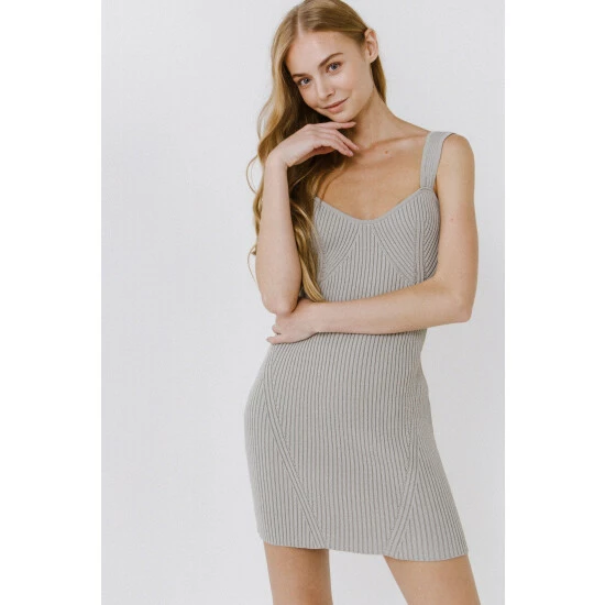 Endless Rose Corset Style Knitted Mini Dress Dresses Sage