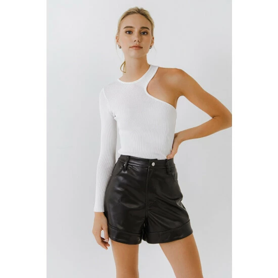 Endless Rose Cut Out One Shoulder Knit Top Tops Black - Image 6