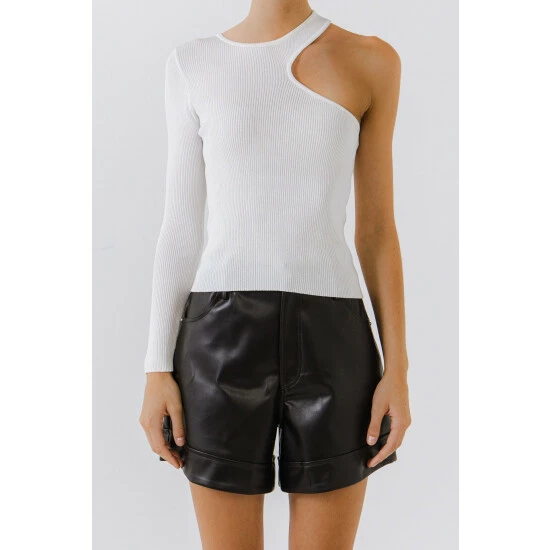 Endless Rose Cut Out One Shoulder Knit Top Tops Black - Image 10