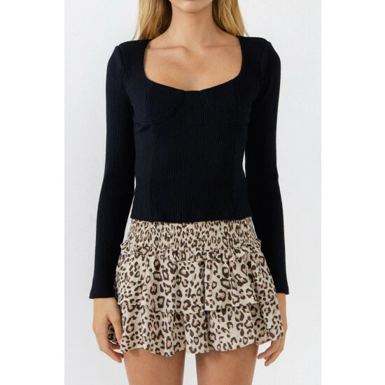 Endless Rose Shoulder Padded Top Tops Black - Image 3