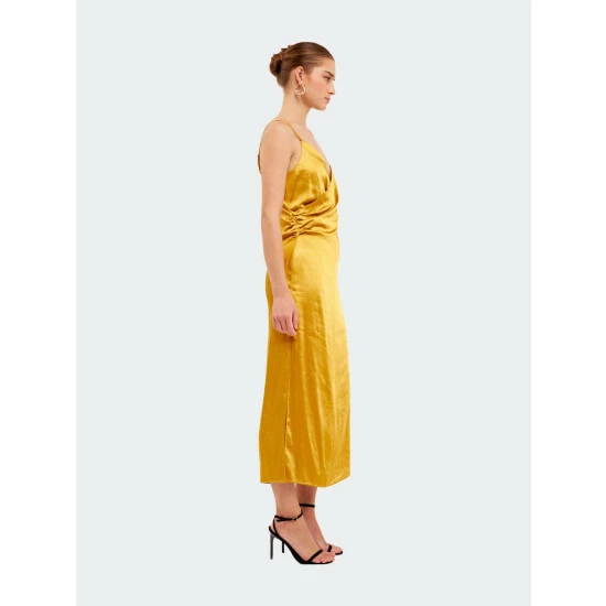 Endless Rose Wrap Over Satin Slip Dress Dresses Gold 4 Endless Rose Wrap Over Satin Slip Dress Dresses Gold - Image 4