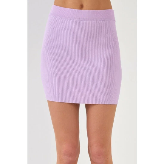Endless Rose Banded Knit Mini Skirts Lavender - Image 9