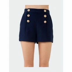 Endless Rose Gold Color Button Detail Shorts White