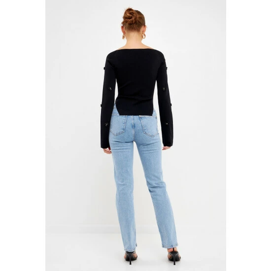 Endless Rose Sequin Flower Sweater Sweatshirts & Sweaters Black - Image 3