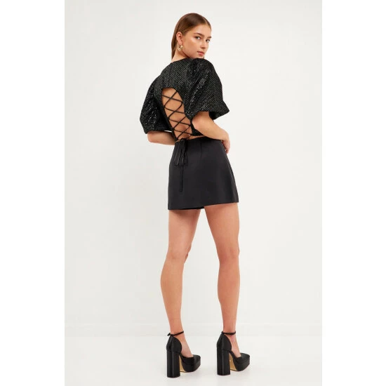 Endless Rose Sequins With Velvet Back Straps Top Tops Black - Image 3