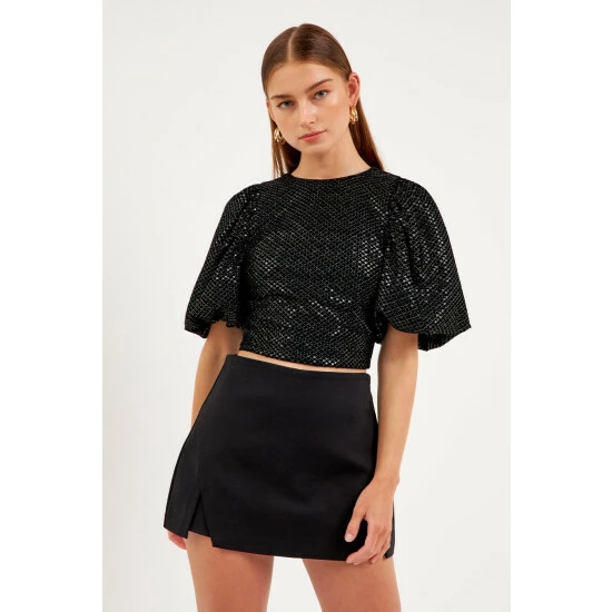 Endless Rose Sequins With Velvet Back Straps Top Tops Black - Image 4