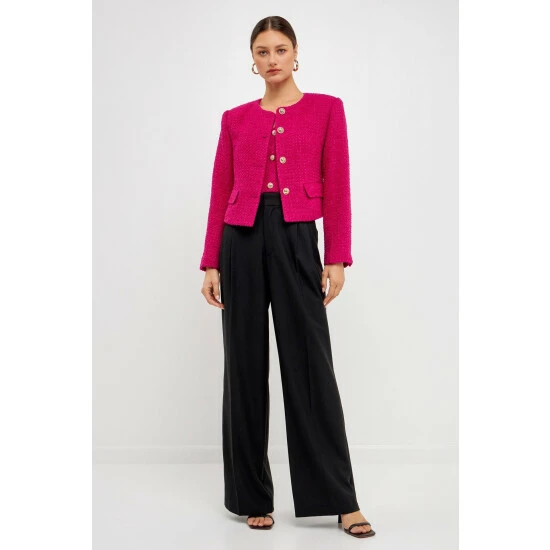 Endless Rose Bouclé Jacket Coats, Jackets & Blazers Berry