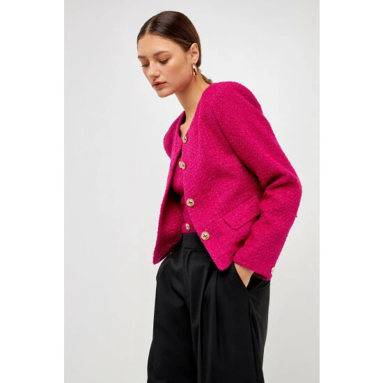 Endless Rose Bouclé Jacket Coats, Jackets & Blazers Berry - Image 4