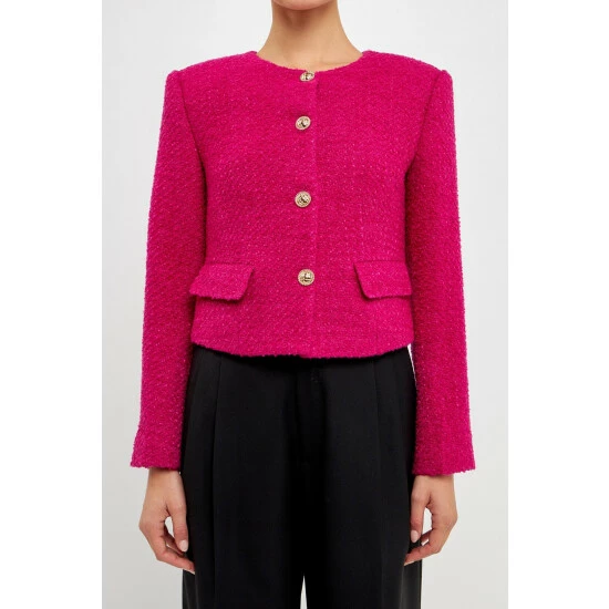 Endless Rose Bouclé Jacket Coats, Jackets & Blazers Berry - Image 5