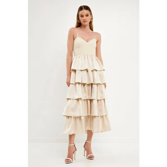 Endless Rose Mixed Media Tiered Dress Dresses Black - Image 6