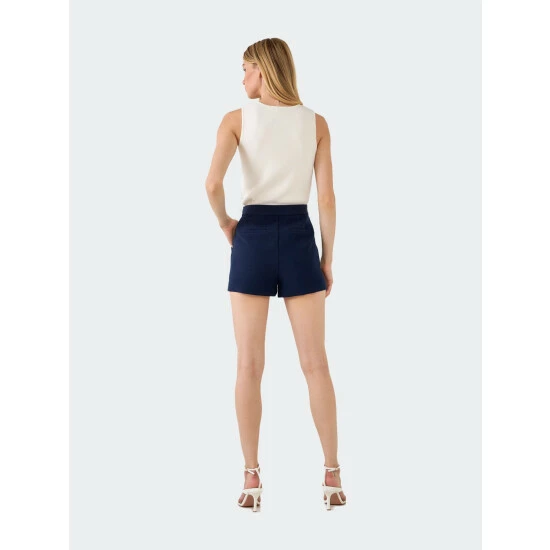 Endless Rose Gold Color Button Detail Shorts White - Image 5