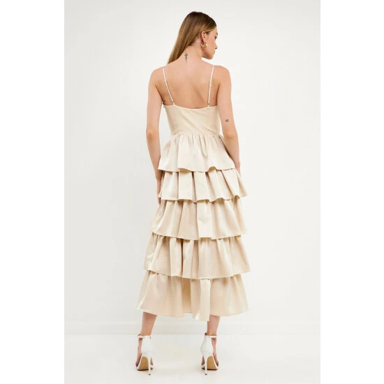 Endless Rose Mixed Media Tiered Dress Dresses Black - Image 8