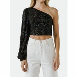 Endless Rose One Sleeve Asymmetrical Sequins Crop Top Tops Black 9 Endless Rose One Sleeve Asymmetrical Sequins Crop Top Tops Black -Endless Rose Shop unnamed file 1821