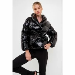 Endless Rose Belted Puffer Jacket Coats, Jackets & Blazers Black