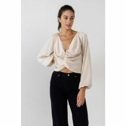 Endless Rose Front Twist Top Tops Cream