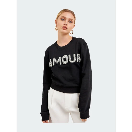 Endless Rose Lettering Beads Sweatshirt Sweatshirts & Sweaters Black - Image 4