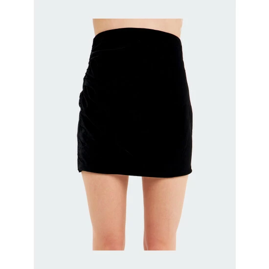Endless Rose Velvet Rouched Skirt Skirts Black - Image 5