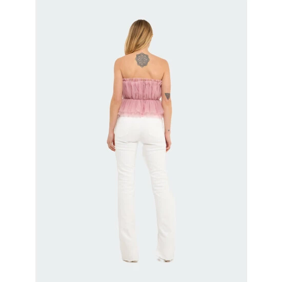 Endless Rose Strapless Tulle Peplum Top Tops Black - Image 2