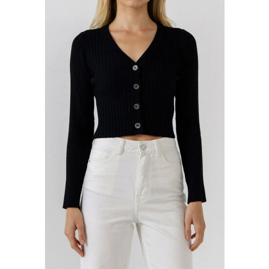 Endless Rose Knit Cropped Lounge Cardigan Sweatshirts & Sweaters Black - Image 2