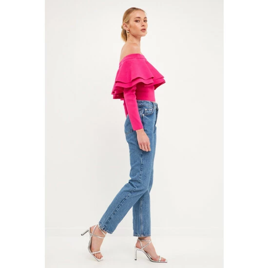 Endless Rose Off The Shoulder Knit Top Tops White - Image 7