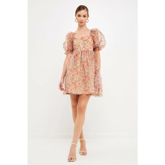 Endless Rose Floral Puff Mini Dress - Burgundy Dresses - Image 6