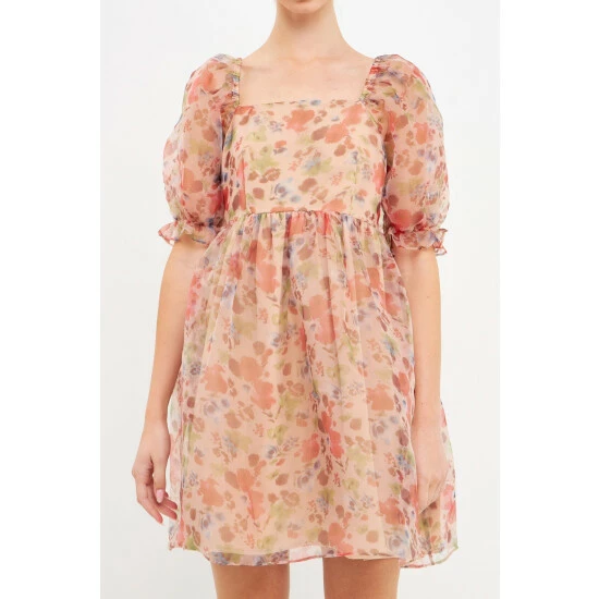 Endless Rose Floral Puff Mini Dress - Burgundy Dresses - Image 7