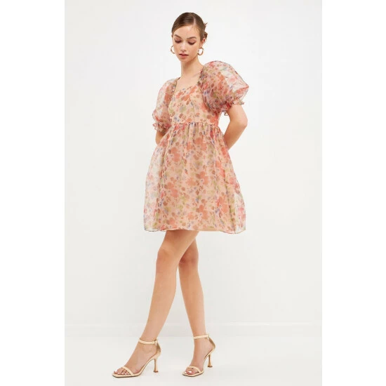 Endless Rose Floral Puff Mini Dress - Burgundy Dresses - Image 8