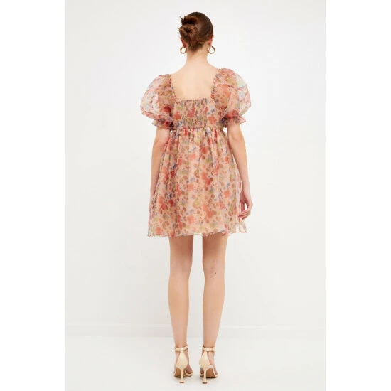 Endless Rose Floral Puff Mini Dress - Burgundy Dresses - Image 9