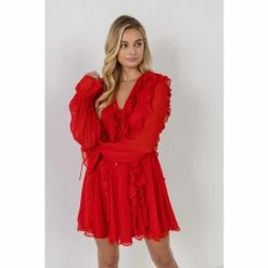 Endless Rose Chiffon Ruffled Mini Dress Dresses Red