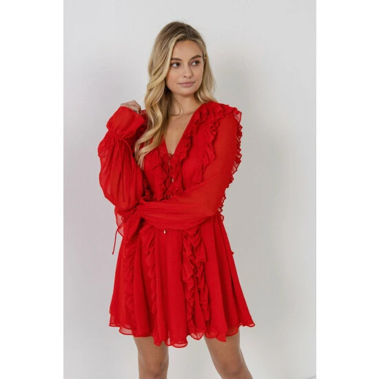 Endless Rose Chiffon Ruffled Mini Dress Dresses Red