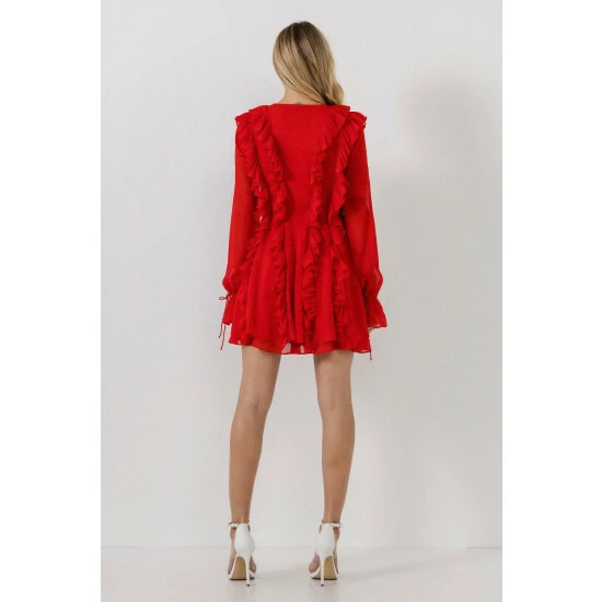 Endless Rose Chiffon Ruffled Mini Dress Dresses Red - Image 3